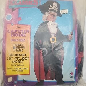 Costume Captain Hook Kid Medium Collegeville Coat, Hat, Cape, Ascot, Belt NEW